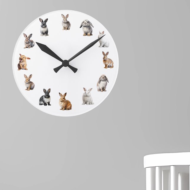 Adorable Bunny Rabbit Nursery  Round Clock (Creator Uploaded)