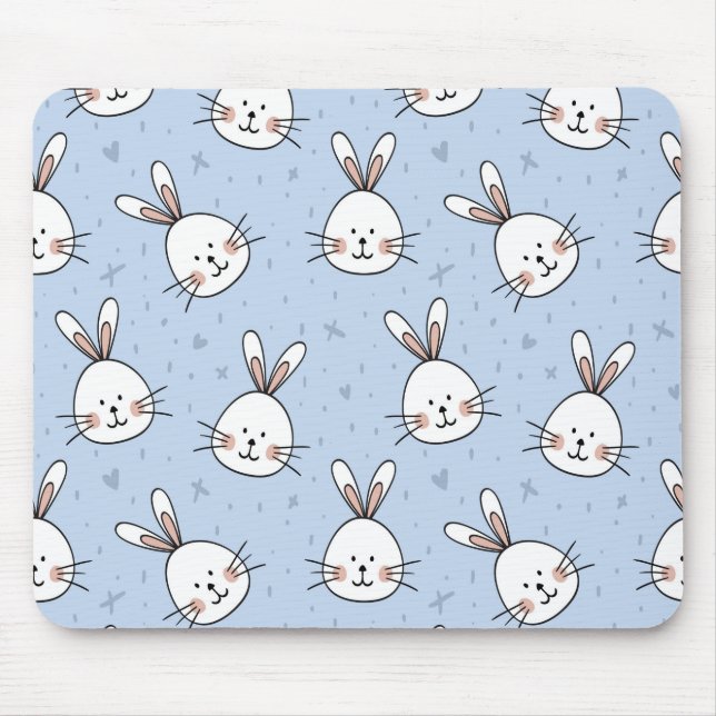 Adorable Bunny Rabbit Pattern Mouse Mat (Front)