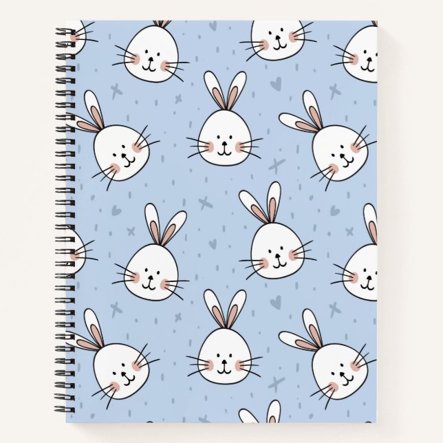 Adorable Bunny Rabbit Pattern Notebook (Front)