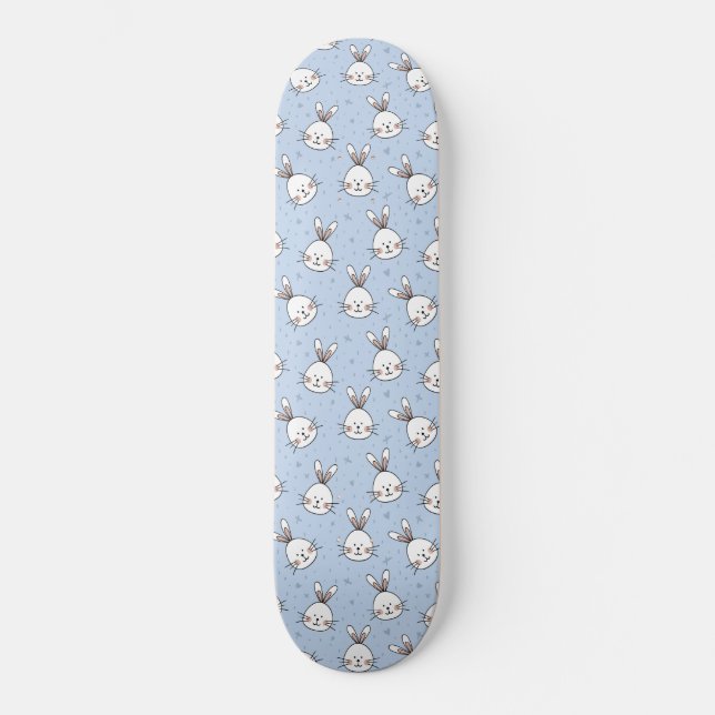 Adorable Bunny Rabbit Pattern Skateboard (Front)