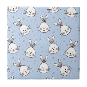 Adorable Bunny Rabbit Pattern Tile