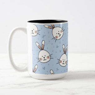 Adorable Bunny Rabbit Pattern Two-Tone Coffee Mug