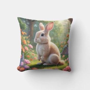 Adorable Bunny Rabbit Throw Pillow