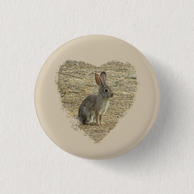 Adorable Bunny Sitting Inside Large Heart Animal 3 Cm Round Badge (Front)