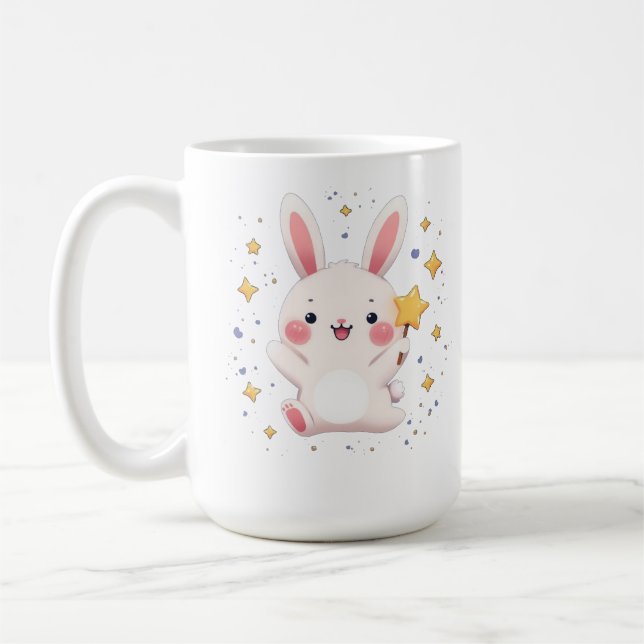 Adorable Bunny Star Mug Kawaii Animal Coffee Cup (Left)