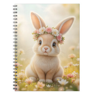 Adorable bunny with a flower wreath on its head notebook