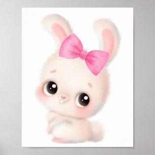 Adorable Bunny with Pink Bow Wall Art