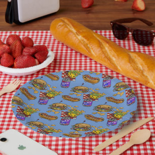 Adorable Burgers and Dogs Paper Plate