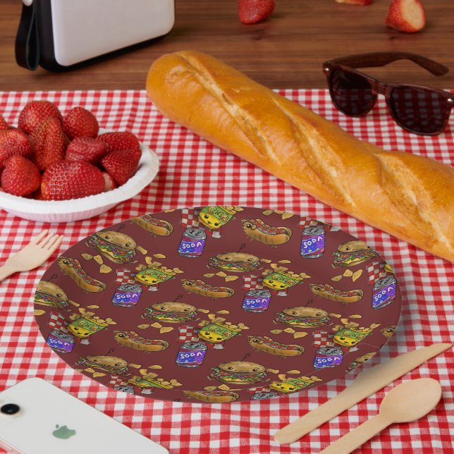 Adorable Burgers and Dogs  Paper Plate (Picnic)