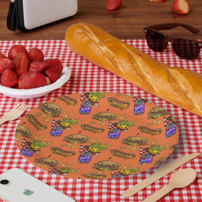 Adorable Burgers and Dogs  Paper Plate (Picnic)