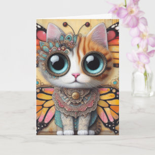 Adorable Butterfly Cat Fairy All Occasions Card