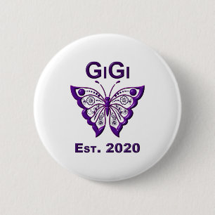 Adorable Butterfly Gigi “Est 2020” 6 Cm Round Badge