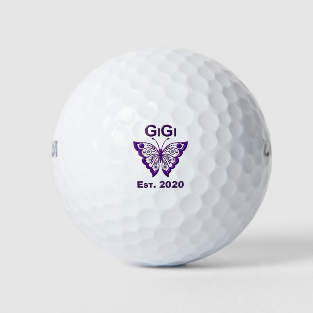 Adorable Butterfly Gigi “Est 2020” Golf Balls (Front)