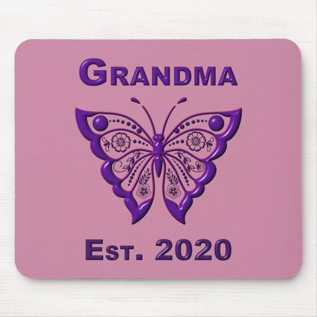 Adorable Butterfly Grandma “Est 2020” Mouse Mat (Front)