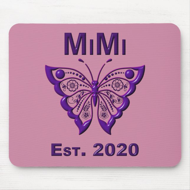 Adorable Butterfly Mimi “Est 2020” Mouse Mat (Front)