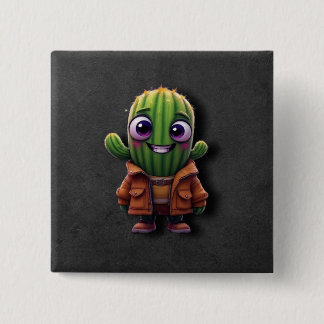 Adorable Cactus Character 15 Cm Square Badge