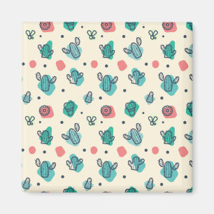 Adorable Cactus Pattern Magnet