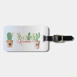 Adorable Cactus, Silver Luggage Tag