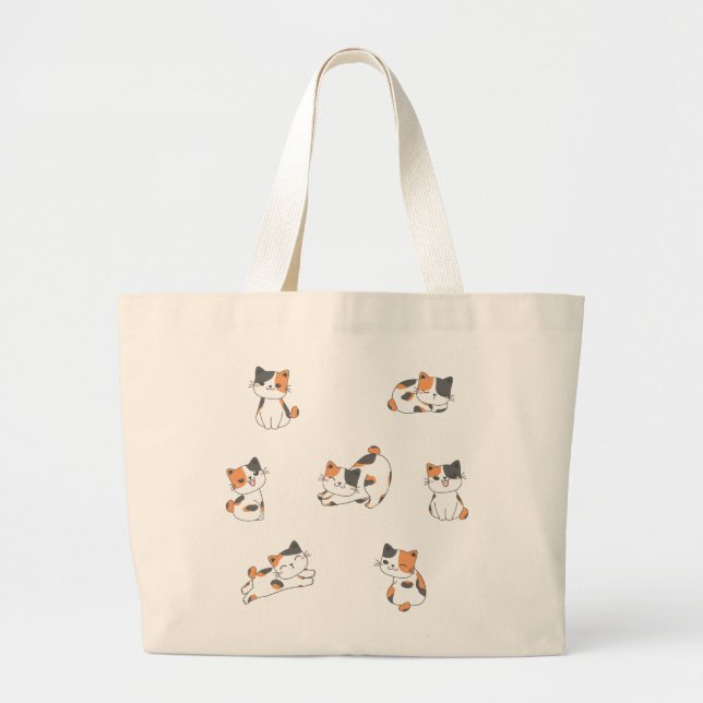 Adorable Calico Cat Tote Bag (Front)