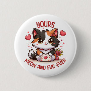Adorable Calico Cat Valentine's Day 6 Cm Round Badge