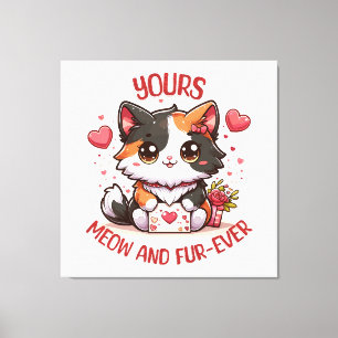 Adorable Calico Cat Valentine's Day Canvas Print