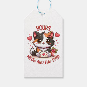 Adorable Calico Cat Valentine's Day Gift Tags