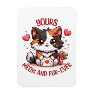 Adorable Calico Cat Valentine's Day Magnet