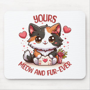 Adorable Calico Cat Valentine's Day  Mouse Mat