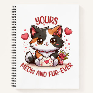 Adorable Calico Cat Valentine's Day Notebook
