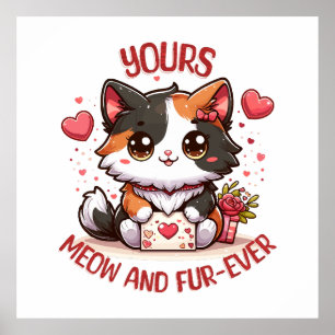 Adorable Calico Cat Valentine's Day Poster