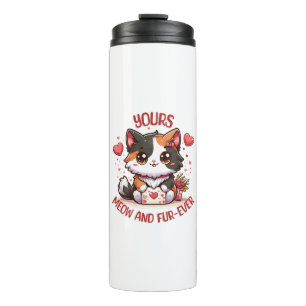Adorable Calico Cat Valentine's Day Thermal Tumbler