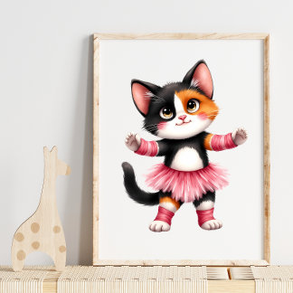 Adorable Calico Kitten Ballerina in Pink Tutu  Poster