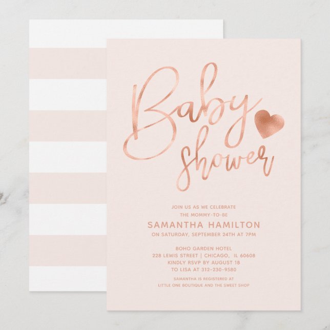 Adorable Calligraphy Girl Baby Shower Invitation (Front/Back)