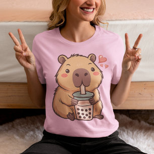 Adorable Capybara Bubble Tea Kawaii Anime T-Shirt