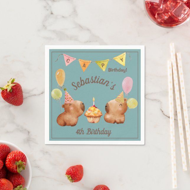 Adorable Capybara Celebration Napkin (Insitu)