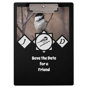Adorable Carolina Chickadee Monogram Photo Clipboard