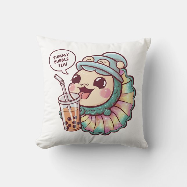 Adorable Cartoon Aquarium Fish: Cozy, Kawaii Vibes Cushion (Front)