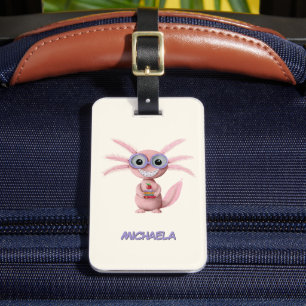 Adorable Cartoon Axolotl Personalised Luggage Tag