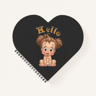 Adorable Cartoon Baby Sitting Cheerfully with Cute Notebook