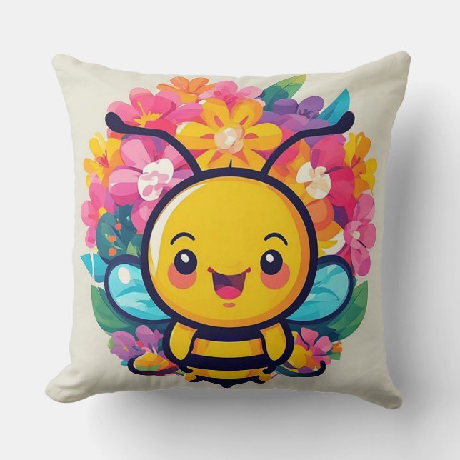 Adorable Cartoon Bee Cushion (Front)