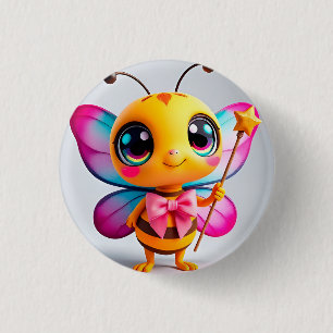 Adorable Cartoon Bee Fairy Character 3 Cm Round Badge