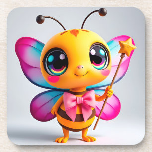 Adorable Cartoon Bee Fairy Character Coaster