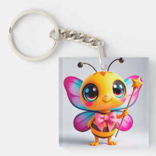 Adorable Cartoon Bee Fairy Character Key Ring