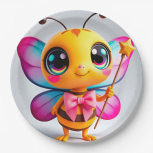 Adorable Cartoon Bee Fairy Character Paper Plate