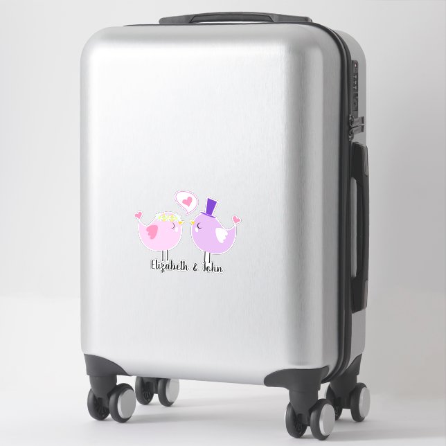 Adorable Cartoon Birds In Love - Personalised (Suitcase)