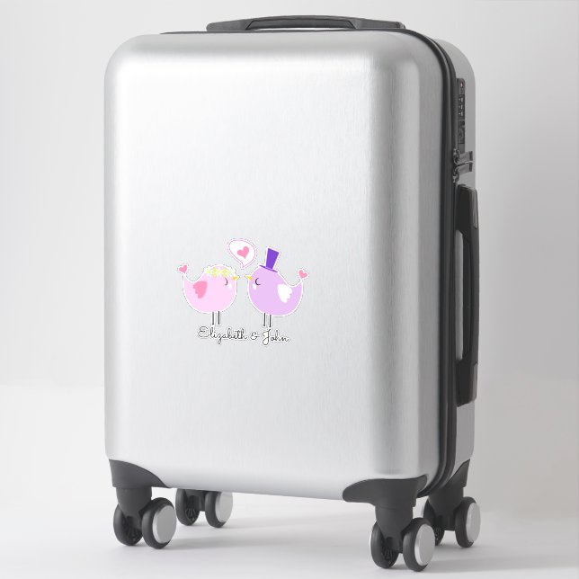 Adorable Cartoon Birds In Love- Personalised (Suitcase)