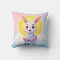 Adorable Cartoon Bunny Sitting on a Cloud