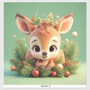 Adorable Cartoon Deer in a Festive Christmas