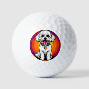 Adorable Cartoon Dog Wearing a Chain Golf Balls