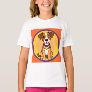 Adorable Cartoon Dog Wearing a Gold Chain T-Shirt